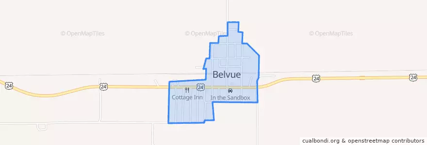 Mapa de ubicacion de Belvue.