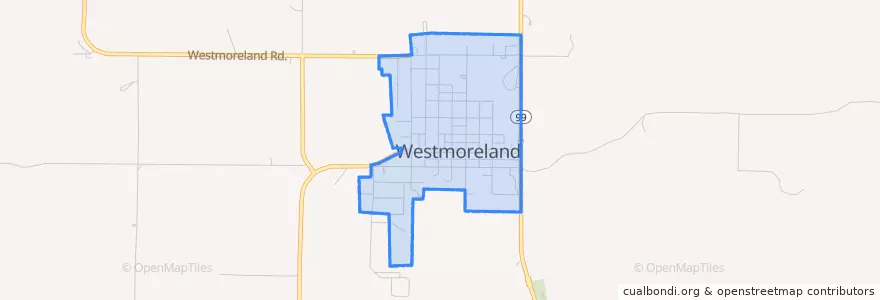 Mapa de ubicacion de Westmoreland.