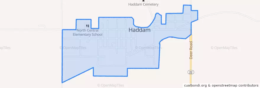 Mapa de ubicacion de Haddam.
