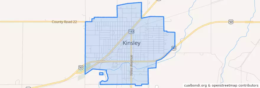 Mapa de ubicacion de Kinsley.