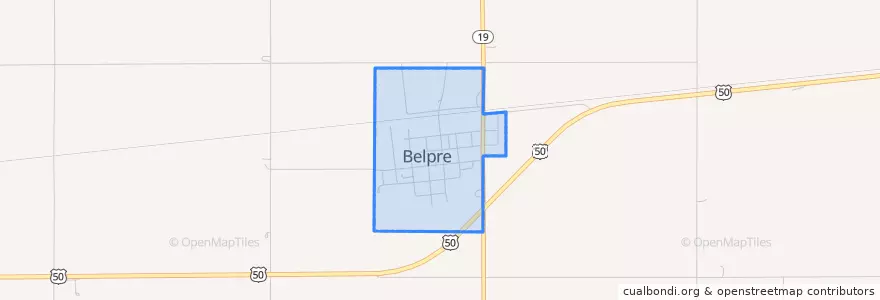 Mapa de ubicacion de Belpre.