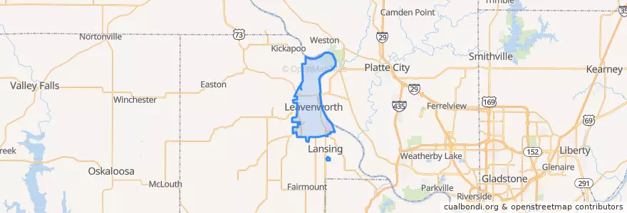 Mapa de ubicacion de Leavenworth.