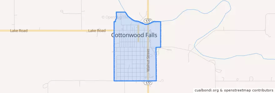 Mapa de ubicacion de Cottonwood Falls.