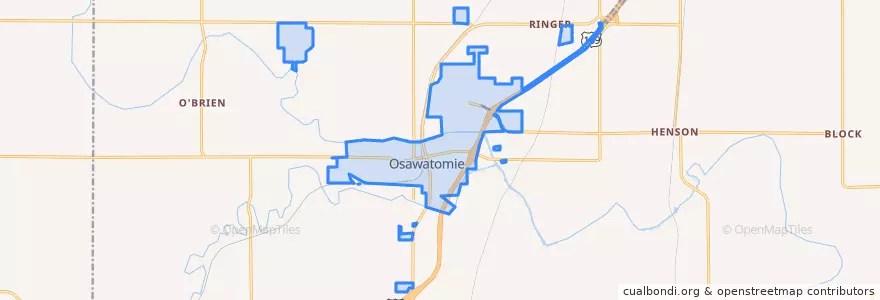 Mapa de ubicacion de Osawatomie.