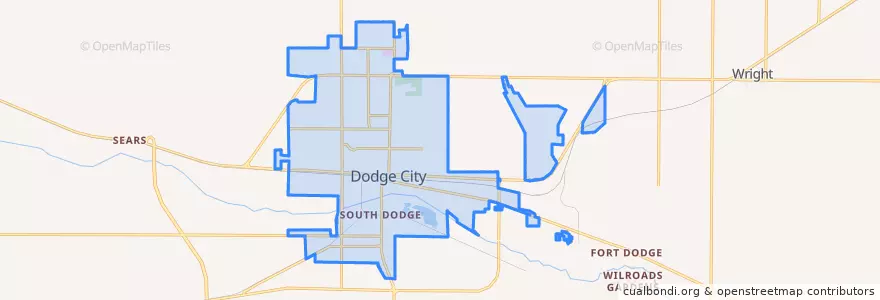 Mapa de ubicacion de Dodge City.