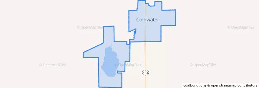 Mapa de ubicacion de Coldwater.