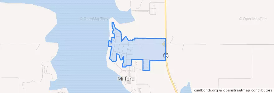 Mapa de ubicacion de Milford.