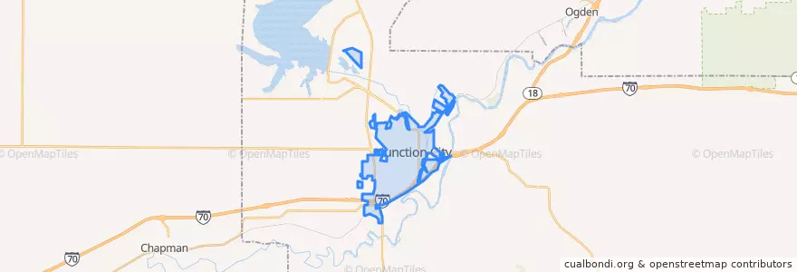 Mapa de ubicacion de Junction City.
