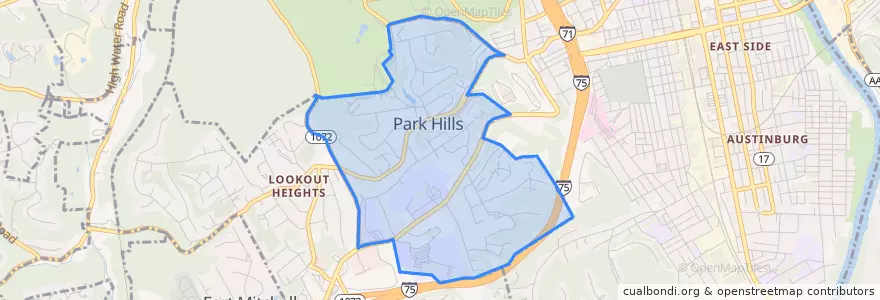 Mapa de ubicacion de Park Hills.