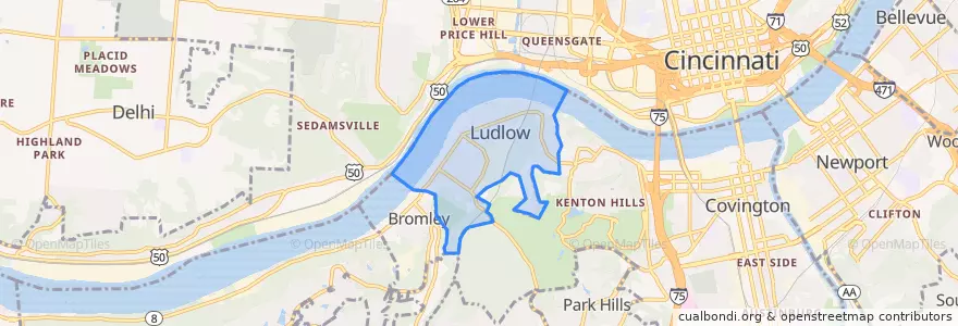 Mapa de ubicacion de Ludlow.