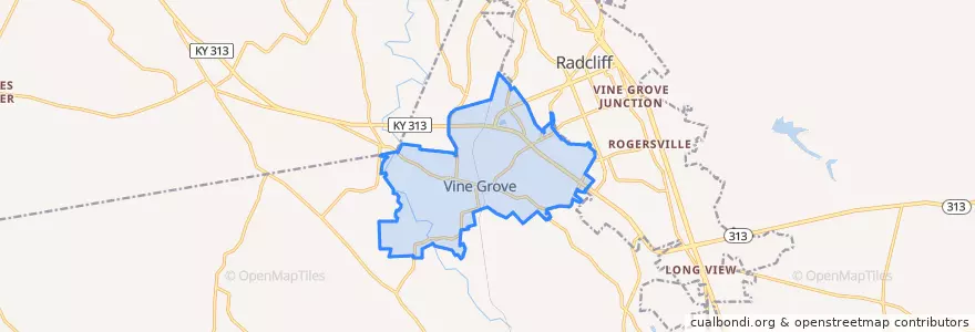 Mapa de ubicacion de Vine Grove.