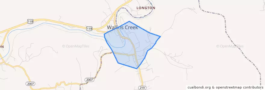 Mapa de ubicacion de Wallins Creek.