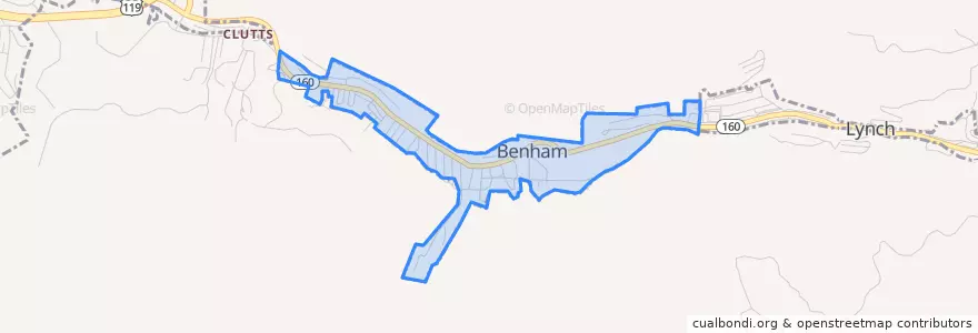 Mapa de ubicacion de Benham.