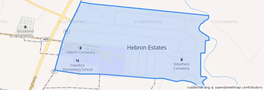 Mapa de ubicacion de Hebron Estates.