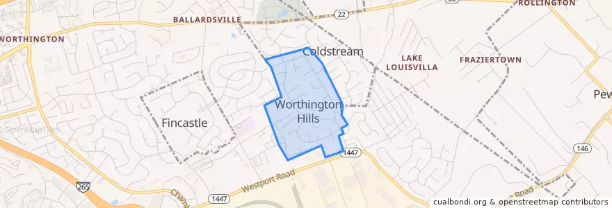 Mapa de ubicacion de Worthington Hills.