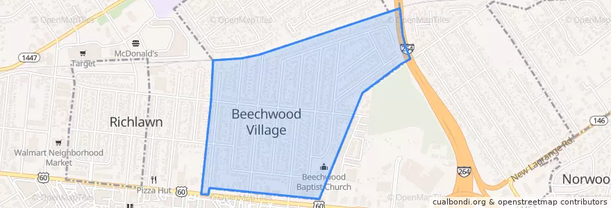 Mapa de ubicacion de Beechwood Village.