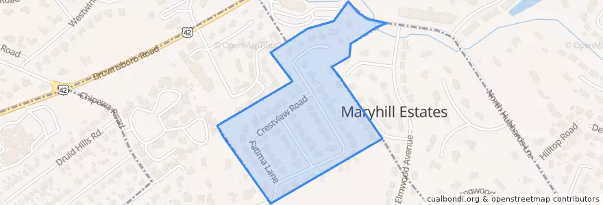 Mapa de ubicacion de Maryhill Estates.