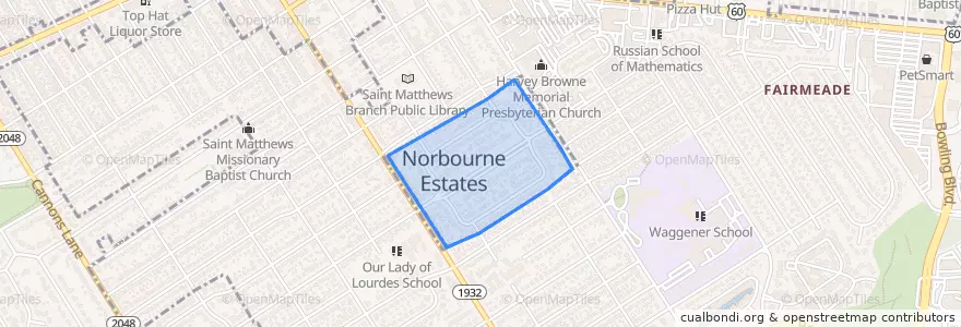 Mapa de ubicacion de Norbourne Estates.