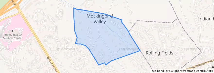 Mapa de ubicacion de Mockingbird Valley.