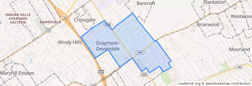 Mapa de ubicacion de Graymoor-Devondale.