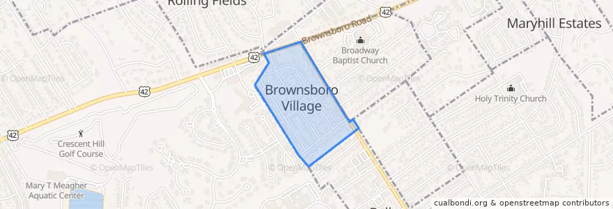 Mapa de ubicacion de Brownsboro Village.
