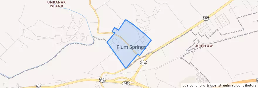 Mapa de ubicacion de Plum Springs.