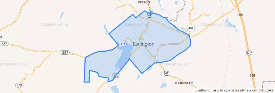 Mapa de ubicacion de Earlington.