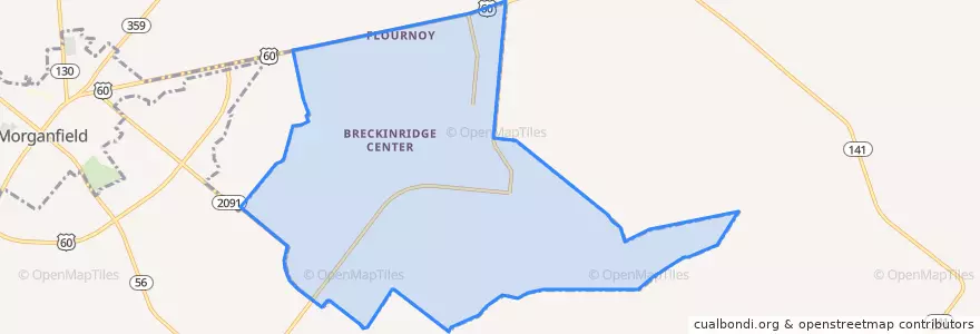 Mapa de ubicacion de Breckinridge Center.