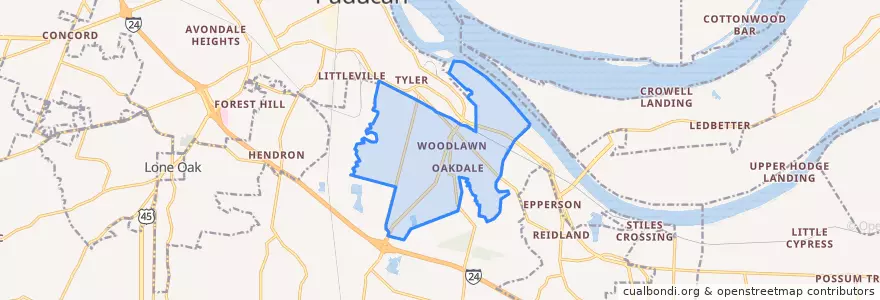 Mapa de ubicacion de Woodlawn-Oakdale.