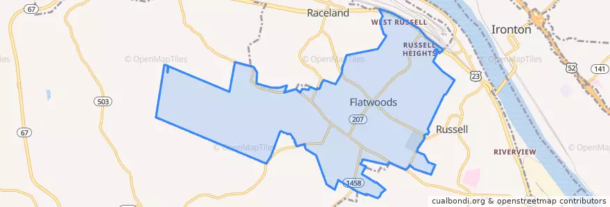 Mapa de ubicacion de Flatwoods.