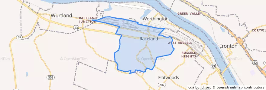 Mapa de ubicacion de Raceland.