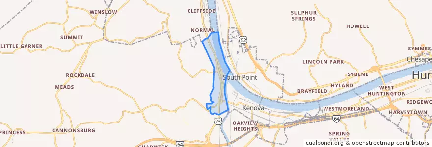 Mapa de ubicacion de Catlettsburg.