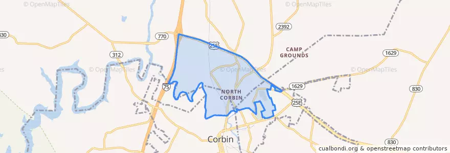Mapa de ubicacion de North Corbin.