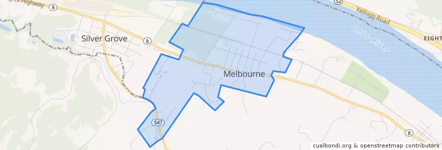 Mapa de ubicacion de Melbourne.