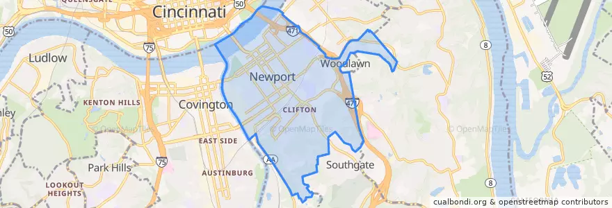 Mapa de ubicacion de Newport.