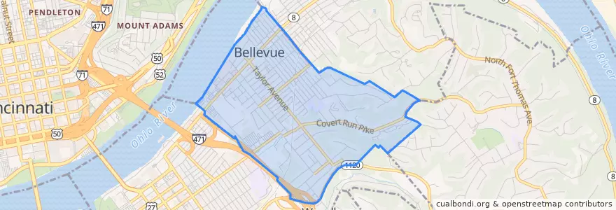 Mapa de ubicacion de Bellevue.