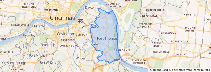 Mapa de ubicacion de Fort Thomas.