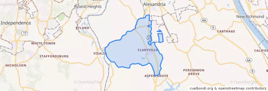 Mapa de ubicacion de Claryville.