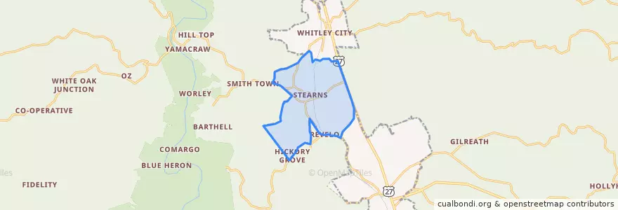 Mapa de ubicacion de Stearns.