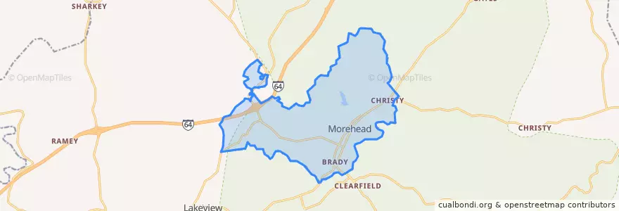 Mapa de ubicacion de Morehead.