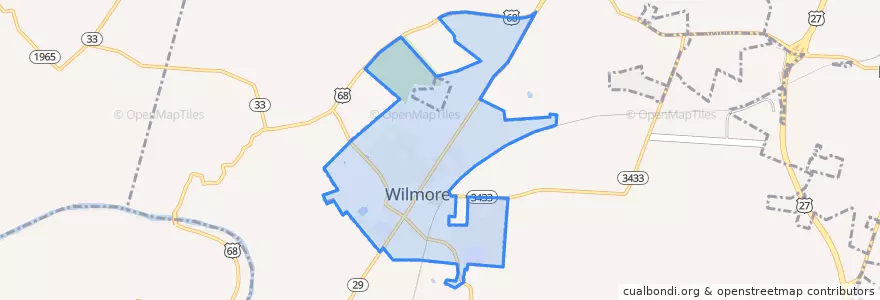 Mapa de ubicacion de Wilmore.
