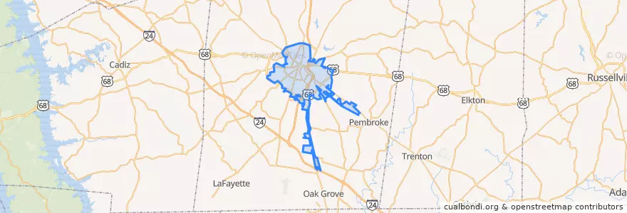 Mapa de ubicacion de Hopkinsville.