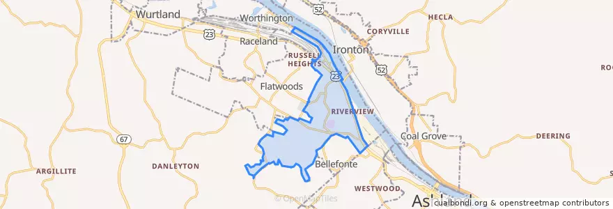 Mapa de ubicacion de Russell.