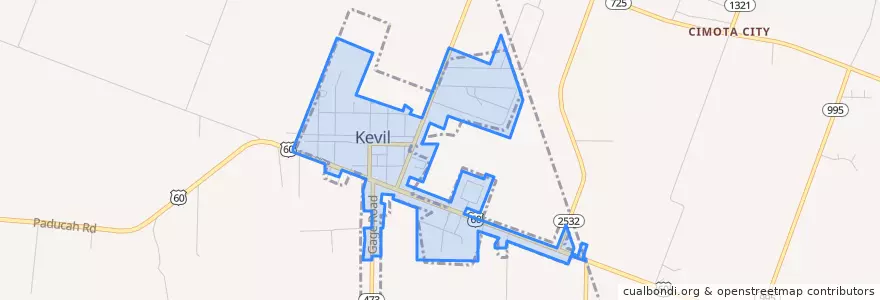 Mapa de ubicacion de Kevil.