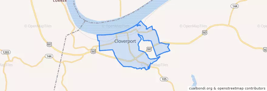 Mapa de ubicacion de Cloverport.