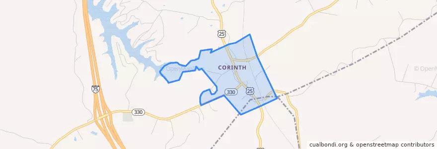 Mapa de ubicacion de Corinth.
