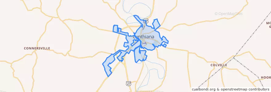 Mapa de ubicacion de Cynthiana.