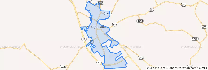 Mapa de ubicacion de Hodgenville.