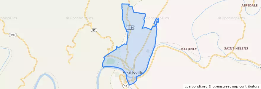 Mapa de ubicacion de Beattyville.