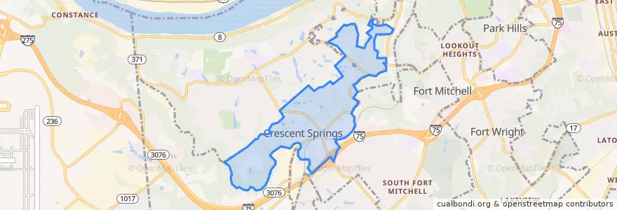 Mapa de ubicacion de Crescent Springs.